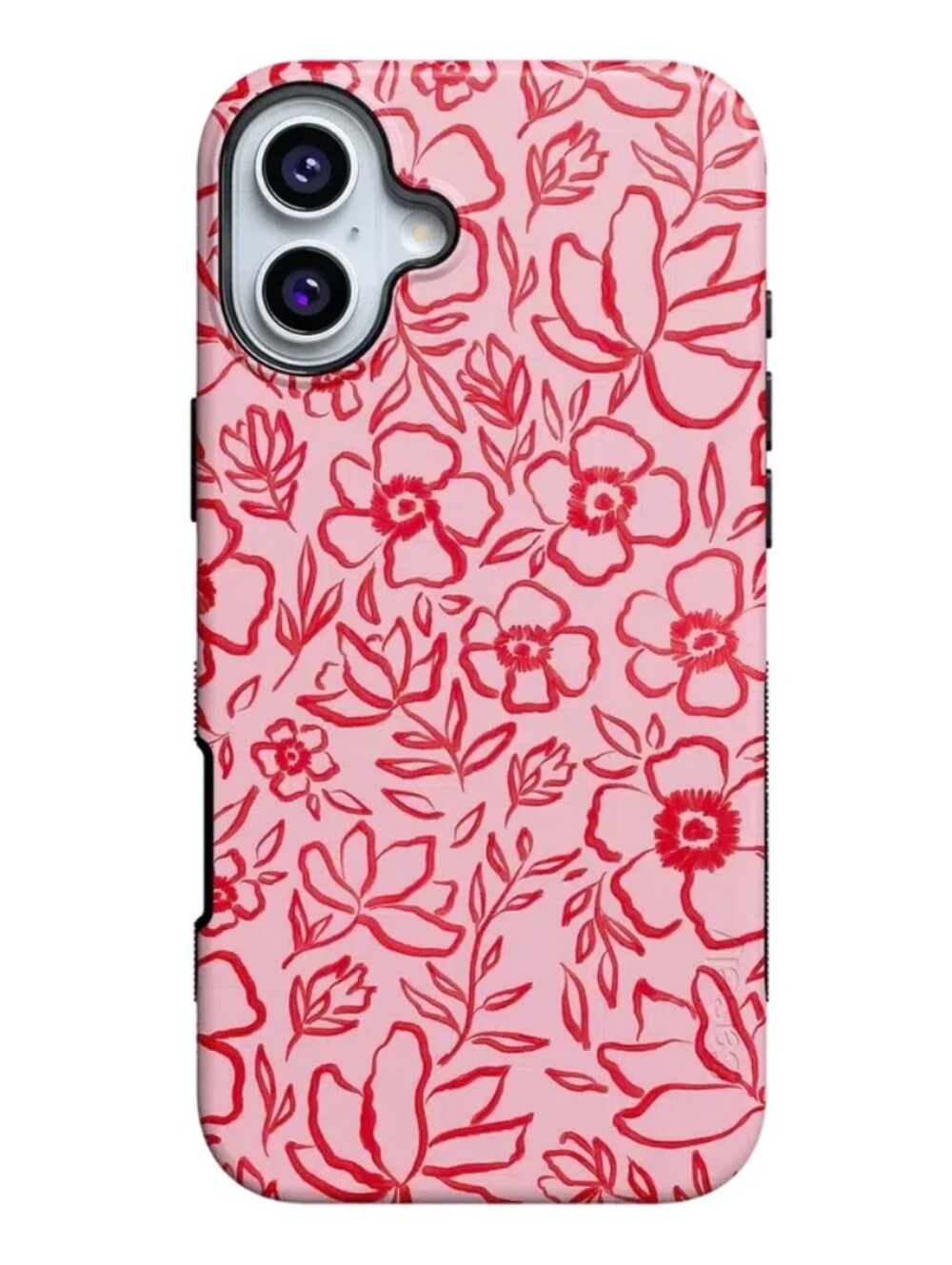 Blush Garden Floral Doodle Case iPhone 16 Magsafe Pink Flowers
